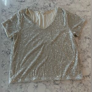 Z Supply Silver Sequin Shirt - Size L - Never worn